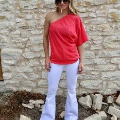 Bibi Coral Jersey Knit One Shoulder Top