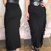 Blue Buttercup Black Side Fringe Maxi Skirt Apparel