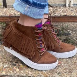 Western Vibes Not Rated Brown Serape Wedge Sneakers