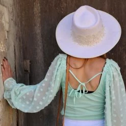 Eesome Apparel Mint Tuft Sleeve Polka Dot Bodysuit