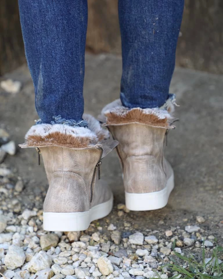 Very G Taupe Fur Lined Boots Footwear