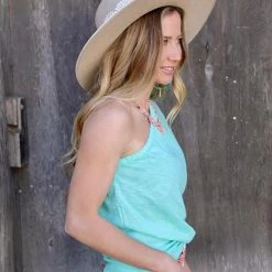 Bibi Mint Jersey Knit One Shoulder Top Apparel