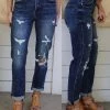 Petra 153 Apparel Indigo Dark Distressed Mom Jeans