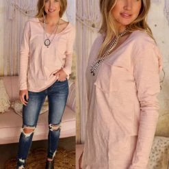 WannaB Apparel Blush Loose Fit Long Sleeve Top