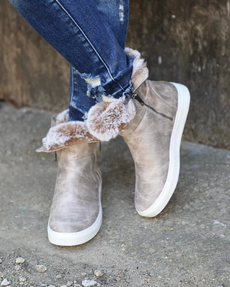 Very G Taupe Fur Lined Boots Footwear