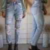 Petra 153 Light Silouette Distressed Mom Jeans Apparel
