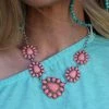The Lace Cactus Rhinestone Cowgirl Light Pink 5-Cluster Necklace