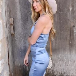 Peach Love Electric Blue Peekaboo Front + Bodycon Dress Apparel