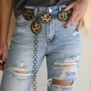 The Lace Cactus Patina Leopard Concho Belt