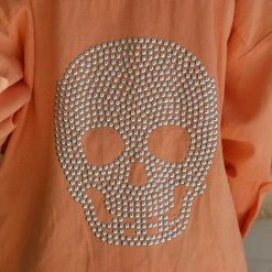 Fantastic Fawn Apparel Peach Skull Frayed Shacket