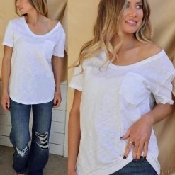 WannaB Apparel White V-neck Half Sleeve Tee