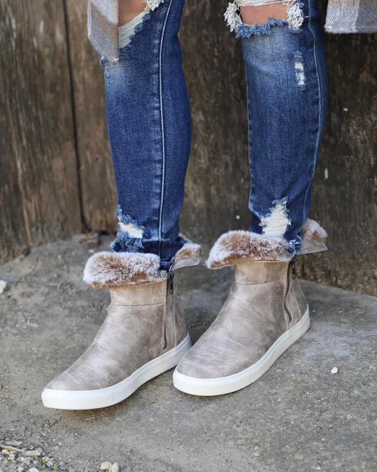 Very G Taupe Fur Lined Boots Footwear