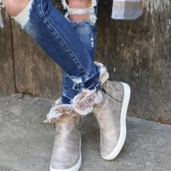 Very G Taupe Fur Lined Boots Footwear