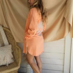 Fantastic Fawn Apparel Peach Skull Frayed Shacket