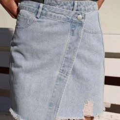 Lelis Apparel Asymmetrical Denim Mini Skirt