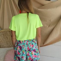 White Birch Nora Neon Yellow Short Sleeve Bodysuit