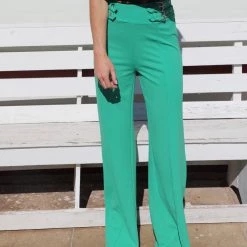 Valentine Cobalt Green Wide Leg Pants Apparel