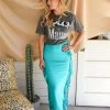 Blue Buttercup Tizzy Turquoise Maxi Skirt Apparel