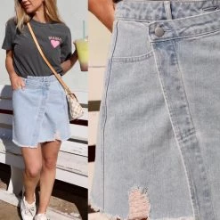 Lelis Apparel Asymmetrical Denim Mini Skirt
