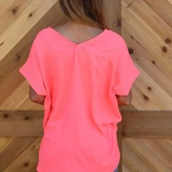 First Love Best Sellers Neon V-Neck Relaxed Fit Top