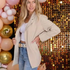 Must Have Apparel Beige Oversized Blazer Jacket