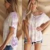 First Love Apparel Purple Tie-dye Raw Edge V-neck Tee