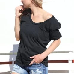 Wanna B Apparel Black V-neck Half Sleeve Tee