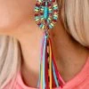 The Lace Cactus Jewelry Multicolored Concho Stone Tassel Earrings