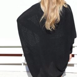 FSL Black Slouch Cocoon Waffle Cardigan