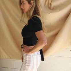 Lelis Apparel Black Short Sleeve Criss Cross Back Top