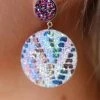 The Lace Cactus Purple Druzy Stud Metallic Spectrum Earrings