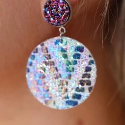 The Lace Cactus Purple Druzy Stud Metallic Spectrum Earrings