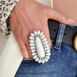 The Lace Cactus Large Natural White Stone Cluster Ring