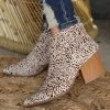 Qupid Spotted Brown Ankle Booties Footwear