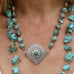 The Lace Cactus Western Vibes Turquoise Rodeo Concho Necklace