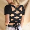 Lelis Apparel Black Short Sleeve Criss Cross Back Top