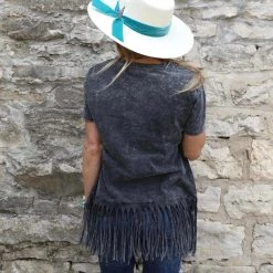 Bibi Apparel Black Charcoal Washed Top