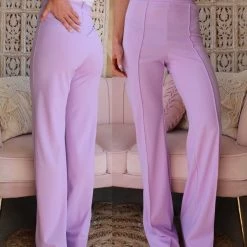 Canvas Apparel Lilac High Waisted Wide Leg Pintuck Pants