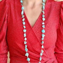 The Lace Cactus Rhinestone Cowgirl 44'' Turquoise Nugget Necklace
