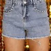Kiwi Duo Button Rhinestone Embellished Shorts