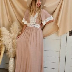 Wishlist Apparel Chai Lace Trim Maxi Dress
