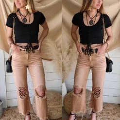 Heart + Hips Apparel Black Lace Up Crop Top