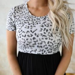 7th Ray Black Animal Print Tie-Back Dress Apparel