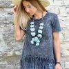 Bibi Apparel Black Charcoal Washed Top