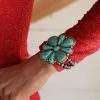 The Lace Cactus Flower Cluster Turquoise 2-Strand Stretch Bracelet Apparel