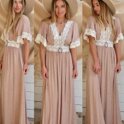 Wishlist Apparel Chai Lace Trim Maxi Dress