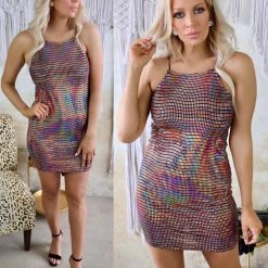 Cherish Wavy Sequin Retro Mini Dress