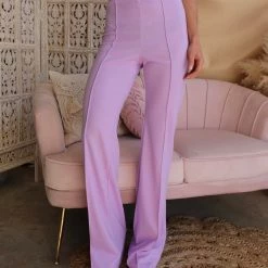 Canvas Apparel Lilac High Waisted Wide Leg Pintuck Pants