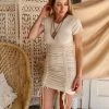 Lelis Apparel Laurena Light Taupe + Round Neck Mini Dress