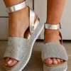 SODA Silver Rhinestone Platform Sandals Nashville Edition